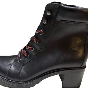 Vince Camuto Gaviana Black Boots with zip up and Red Laces. New without box
